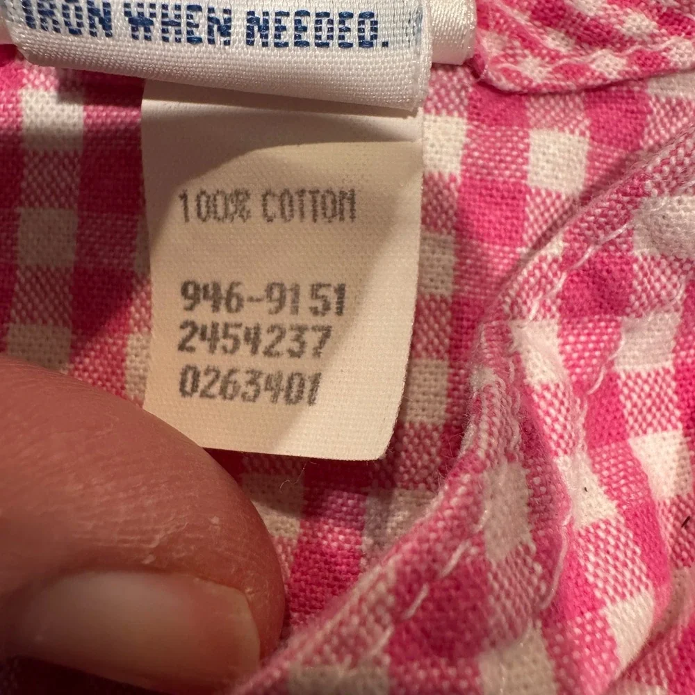 Vintage OshKosh Pink White Gingham Sleeveless Dress Jumper‎ 2T Made in USA